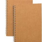 Soft Cover Spiral Notebook Journal 2-Pack, Blank Sketch Book Pad, Wirebound Memo Notepads Diary Notebook Planner with Unlined Paper, 100 Pages/ 50 Sheets, 7.5 inch x 5.1 inch (Brown)