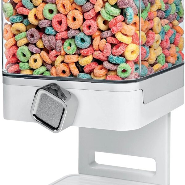 Zevro Compact Dry Food Dispenser, Single Control, White/Chrome