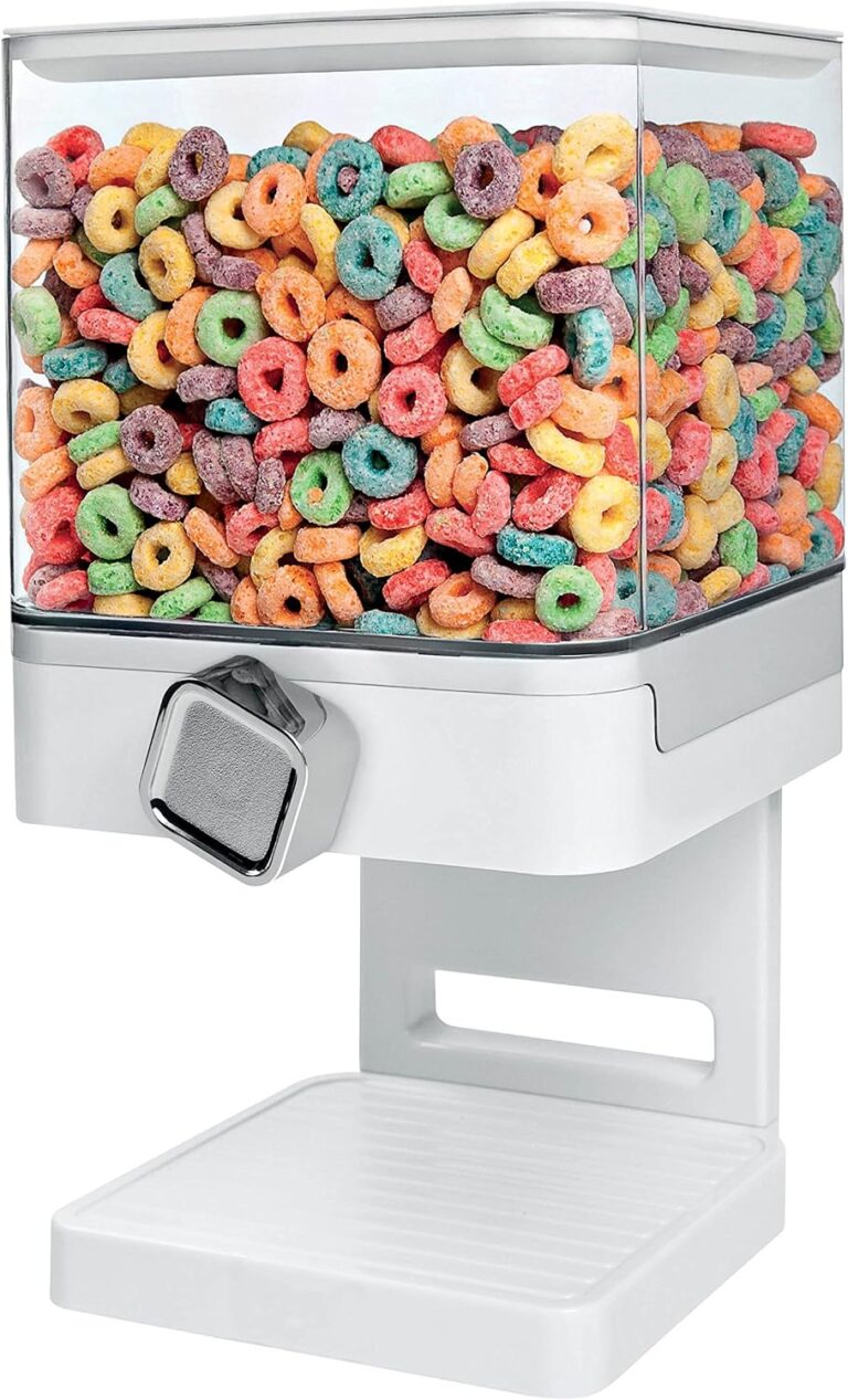 Zevro Compact Dry Food Dispenser, Single Control, White/Chrome