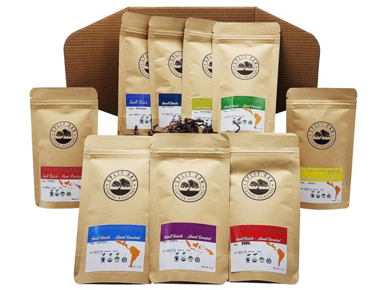 Split Oak Coffee Roasters Gourmet Gift Box  Whole Bean Variety Pack Gift Box, 9 Medium Roast Coffees from Around the World  Global Tasting Collection, 2oz Bags, Roasted in the USA