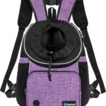 PetAmi Adjustable Cat & Dog Chest Carrier Backpack, Ventilated for Hiking & Camping, Max 15 lbs, Purple