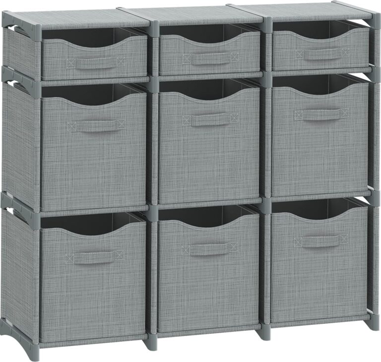 Cube Storage Organizer with 9 Storage Bins Included  Storage Cubes for Home Organization, Toy Storage, Office Storage, Living Room Storage, and General Storage Solution (Grey)