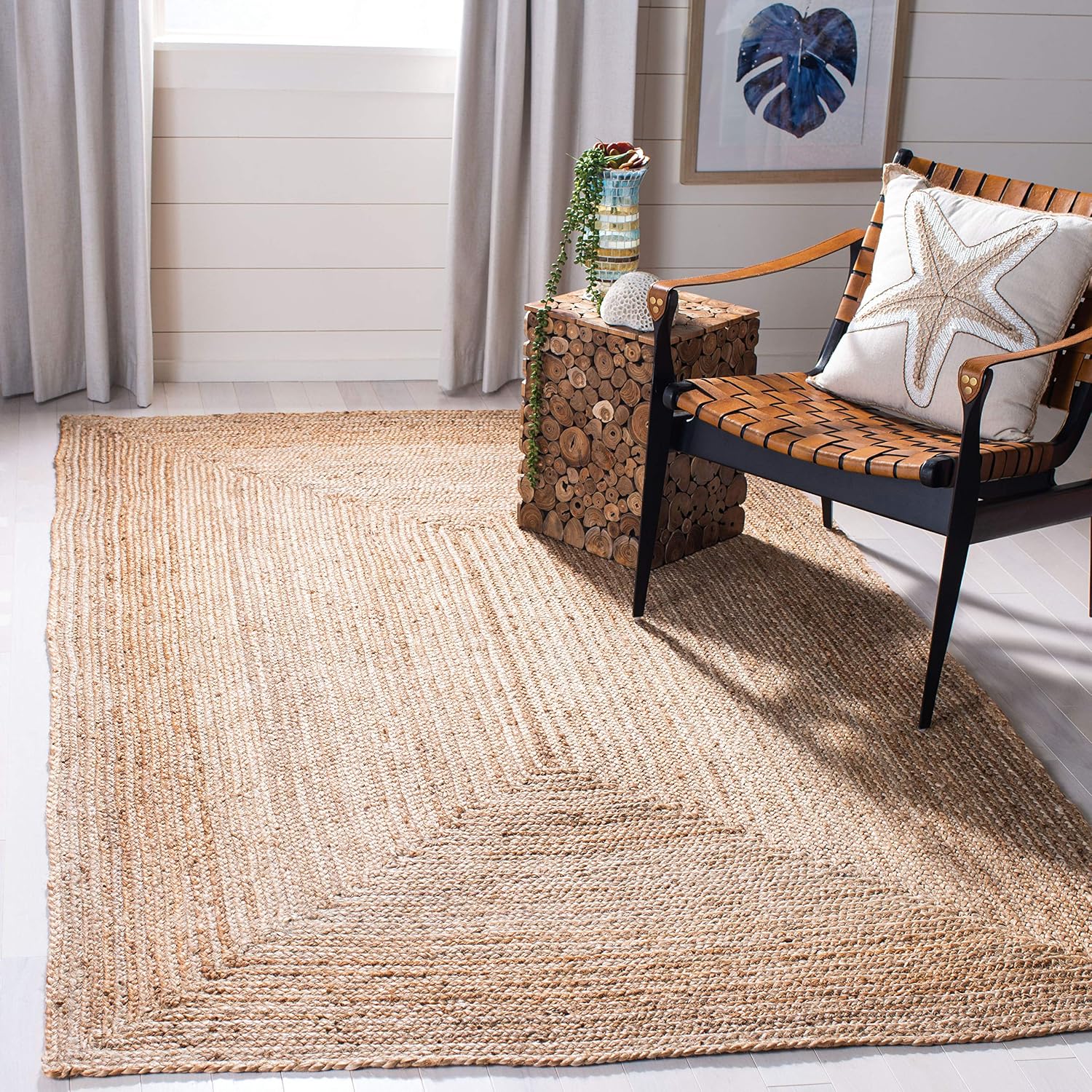 SAFAVIEH Area Rug 5x8 - Cape Cod Collection - Natural Brown, Handmade Braided Flat Weave Jute (CAP252A) SAFAVIEH Area Rug 5x8 - Cape Cod Collection - Natural Brown, Handmade Braided Flat Weave Jute (CAP252A)